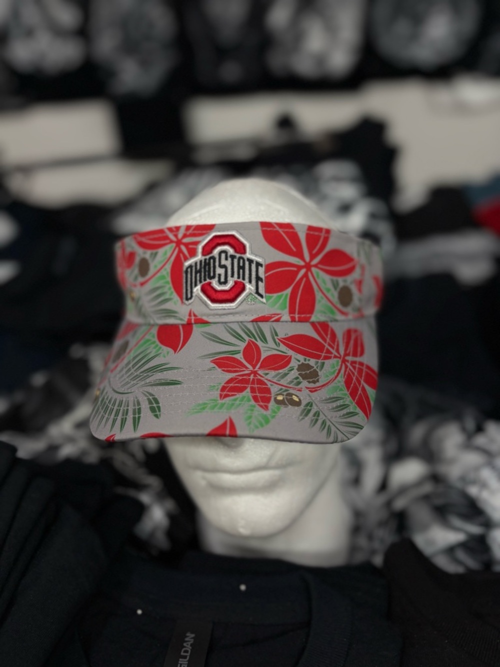 Ohio State Red & Gray Floral Visor